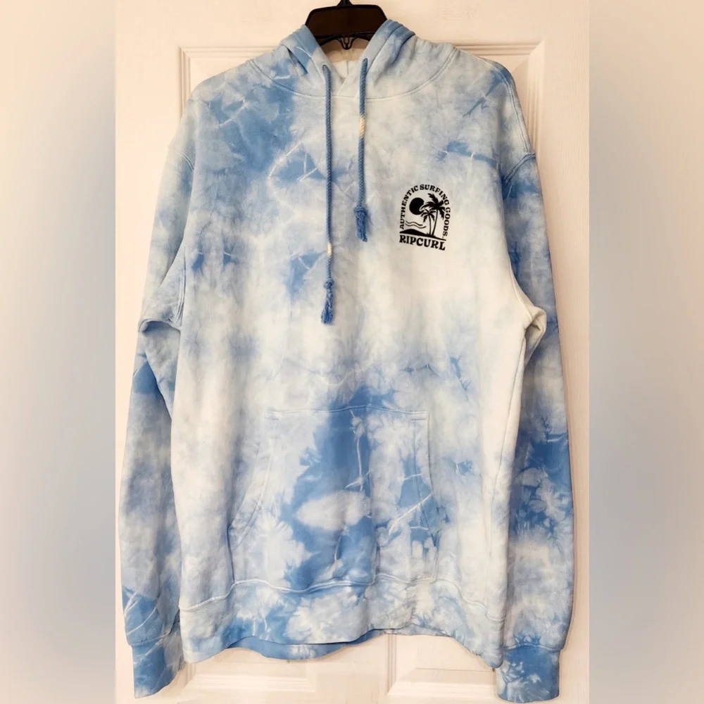 Rip Curl Cloud Tie-Dye Cotton Hoodie in Men’s Blue/White Size Large - Picture 4 of 10